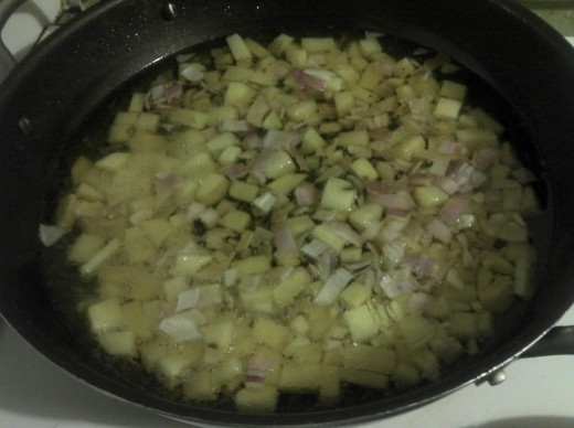 Potatoes frying.