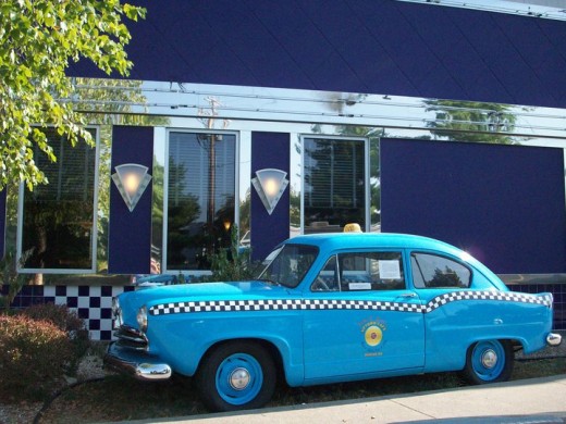 Taxi outside the restaurant 