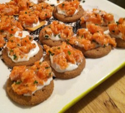 Salmon Tartare with Red Onion Creme Fraiche: A Great Party Appetizer Recipe
