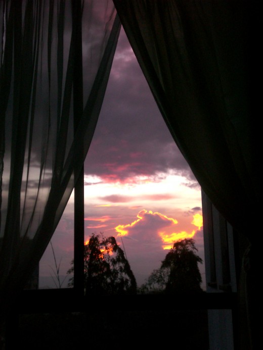 The sunset as seen from our living room.