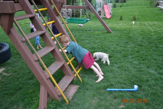 One of our stations: Incline Pushups
