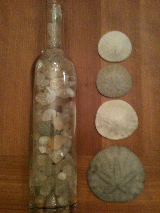 Jar of Beach Agates and a Few Sand Dollars