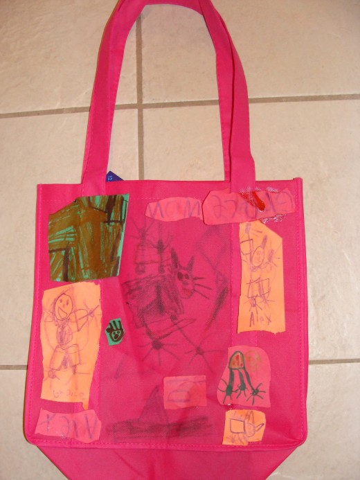 An example of a decorated bag that can be used to take home crafts and party favors.