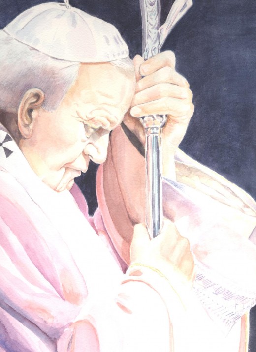 il papa, Watercolor, 14 x 11"