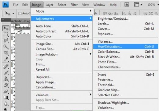 Where to find the hue/saturation settings.
