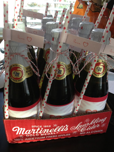 Personalized Martinelli's with Valentine straws