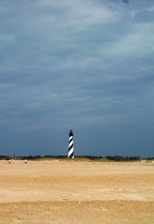 The Cape Hatteras Lighthouse view from the beach.