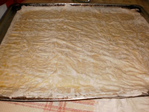 Five layers of greased phyllo