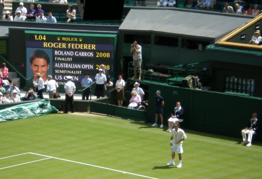 Roger Federer on Centre Court at the 2008 Wimbledon