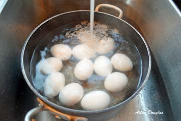 Cool the eggs down after boiling