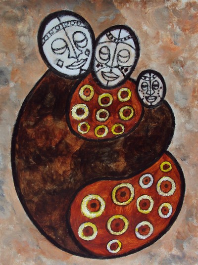 Family Unity: Abstract African Art Painting by Injete Chesoni
