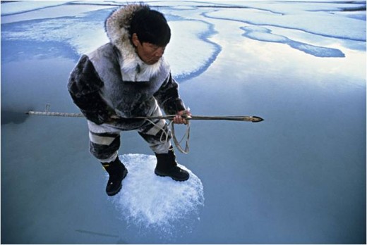 Inuit hunter on thin ice.