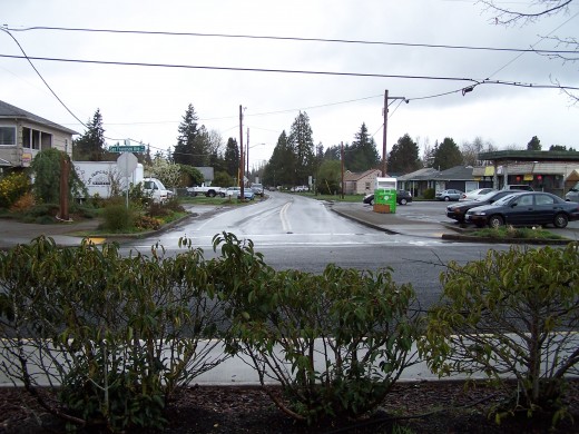 The main intersection in the neighborhood.