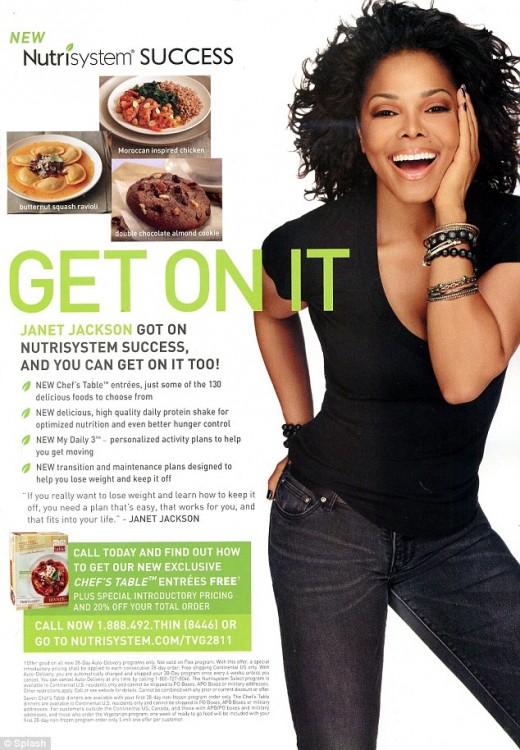 Janet Jackson. new sportsperson for Nutrisystem, source Nutrisystem