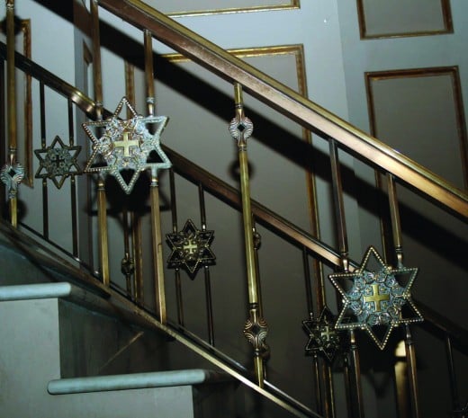 Star of David are imbedded in the railings, another reminder of the Judaic roots of Christianity.