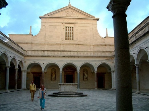 Facade of the church at the monastery at Monte Cassino.