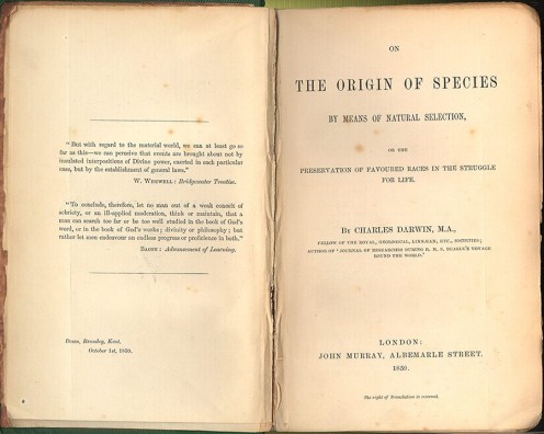 DARWIN'S BOOK 'THE ORIGIN  OF  SPECIES'