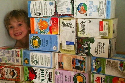 Recycled cartons are great for creating blocks that children can use for imaginary play to create towers, castles, and forts!