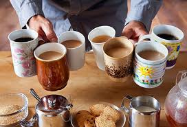 Coffee may be served in a large mug or in a tiny espresso cup!