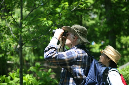 Birdwatchers gain pleasure from simply watching birds, regardless of whether they are rare or common. Believe it or not, this man is birdwatching in Central Park, New York.
