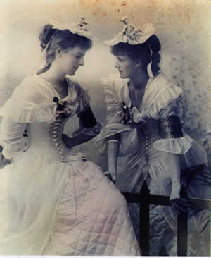 Eva Gore-Booth (right) with her sister Constance at the opening of Drumcliffe Creamery in 1895.