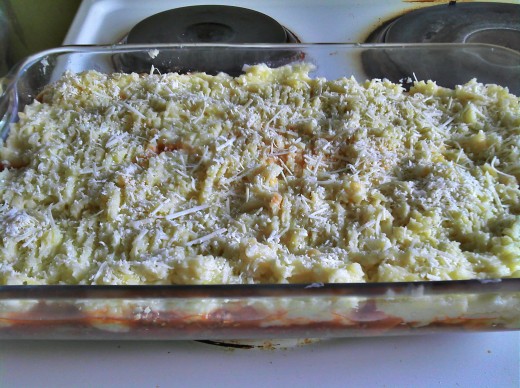 Cheese added on top.  Pre baked version.