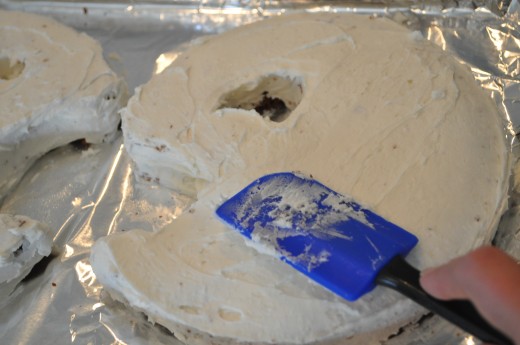 When frosting the cake, make sure to cover the sides and the top.