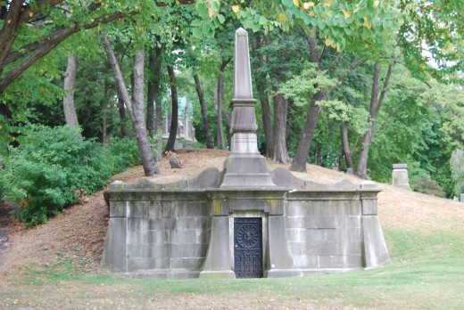 Elaborate mausoleum built into the hillside at Green-Wood
