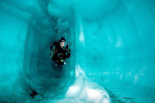 Diving through the ice corridor