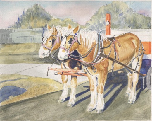 Tandem, Watercolor, 8 x 10"