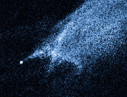Hubble spotted object P/2010 A2, via the Lincoln Near-Earth Asteroid Research (LINEAR) sky survey in early January 2010. It was traveling in an asteroid field near Earth.