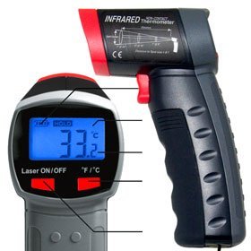 Infrared Thermometer Non Contact Laser Sight Digital Pyrometer, Automotive Diagnostic Equipment, Temperature Max. 968°F (520°C)  