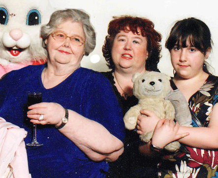 Our last picture together, My mum, my daughter and me, on a trip to visit the Easter Bunny. 