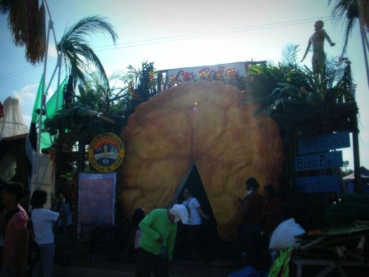 The Nature and Science City of Los Banos featuring the giant Buko Pie door, Mt. Makiling on the top and the UP oblation.