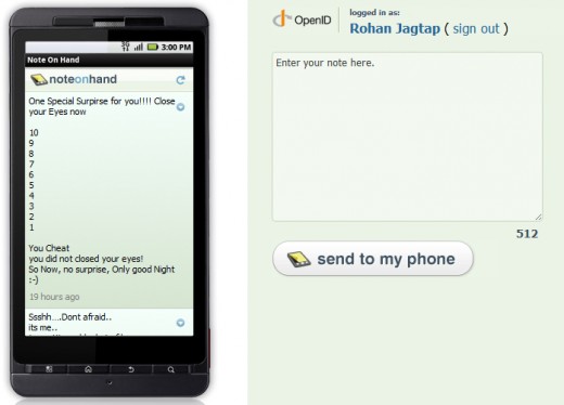 Send Notes from Web Browser to Mobile Phone