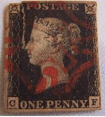 The Penny Black adhesive stamp was issued by Great Britain in 1840.