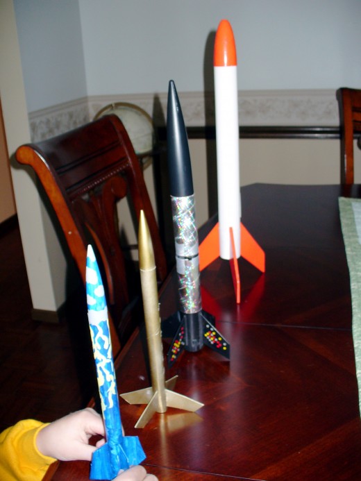 My two boys made these rockets.  See the other photo of some being launched off.