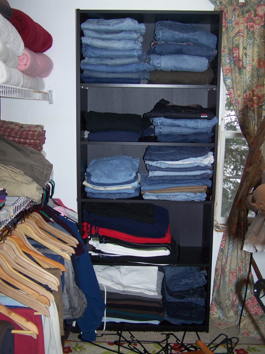 Shelf for jeans.