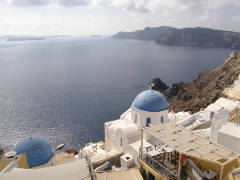 the volcanic island of Santorini has prized produce available and a favorite spot of mine.