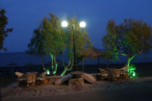 outside beach bar at Perissa beach