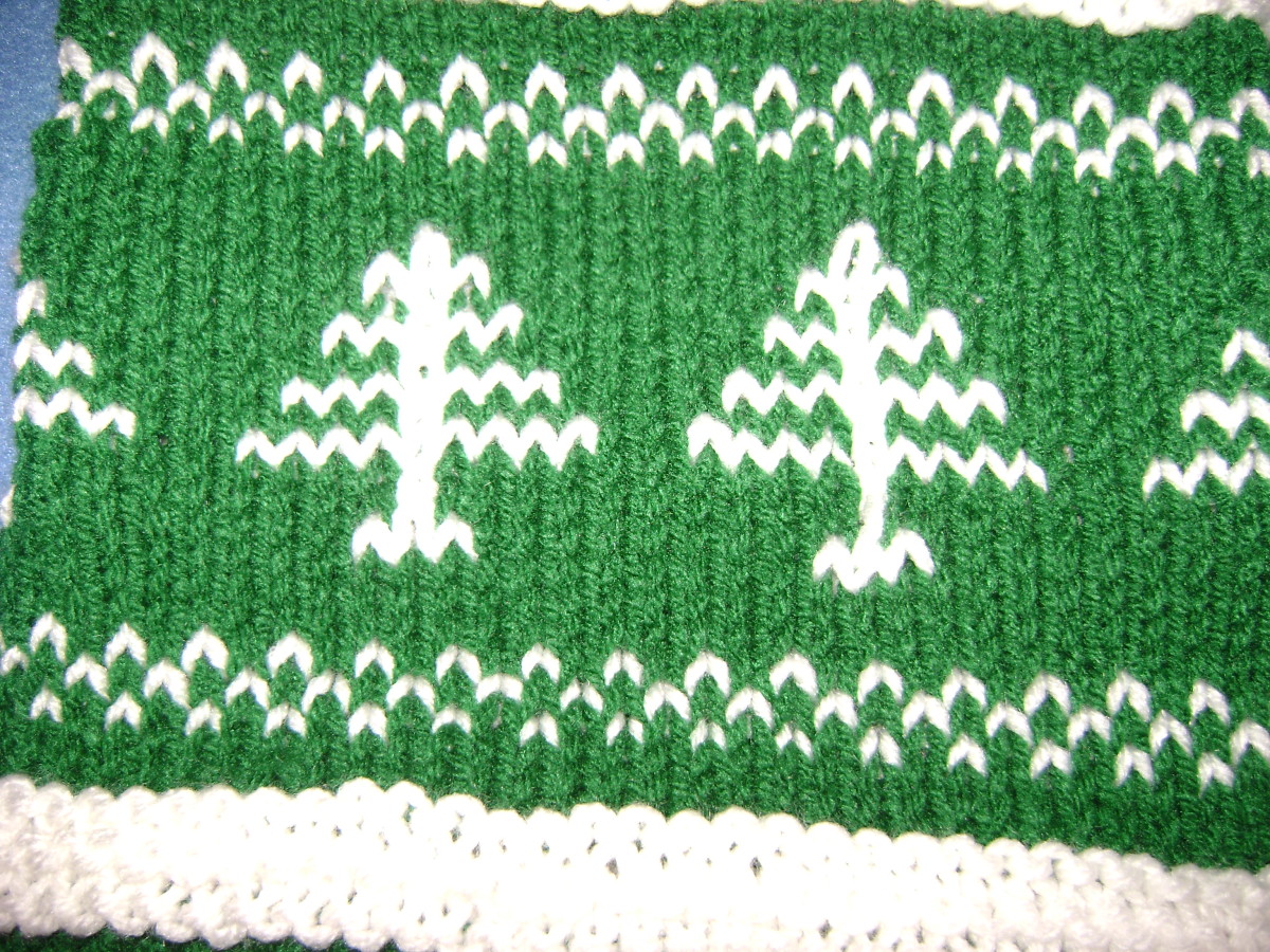 Close-up of Tree Pattern Knit Norwegian Style