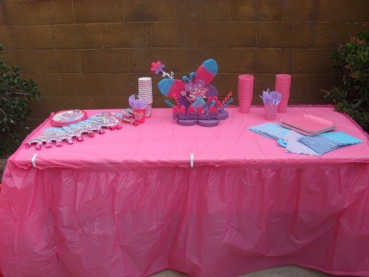 We decided on the colors hot pink, lavender and caribbean blue to match the colors used in the Abby Cadabby party decorations. The colors blended perfectly.