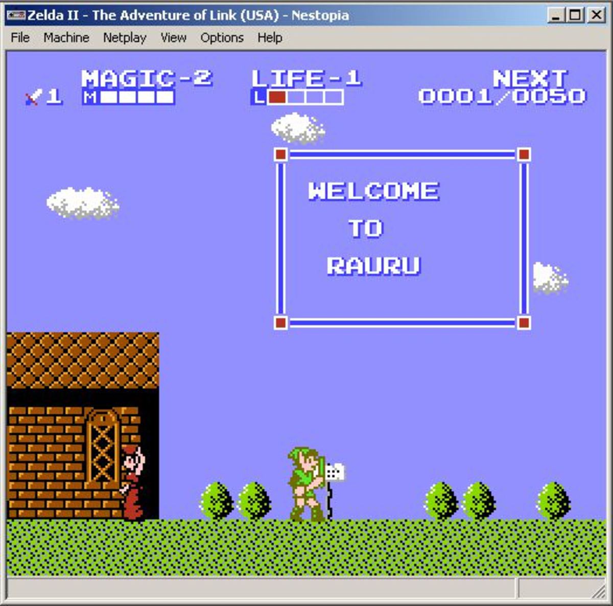 The Legend of Zelda II playing in Nestopia on Windows 7