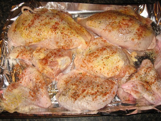 For this recipe for baked chicken, I season before cooking.