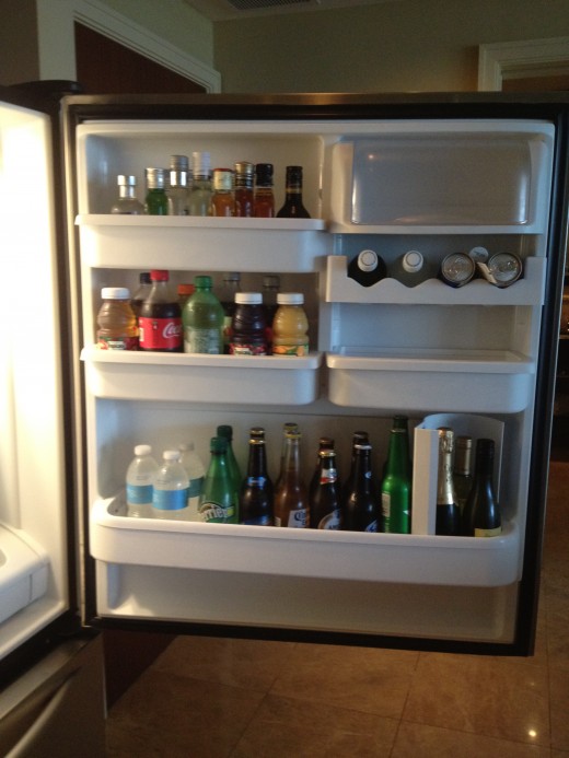 The refrigerator was stocked with a variety of beverages.  