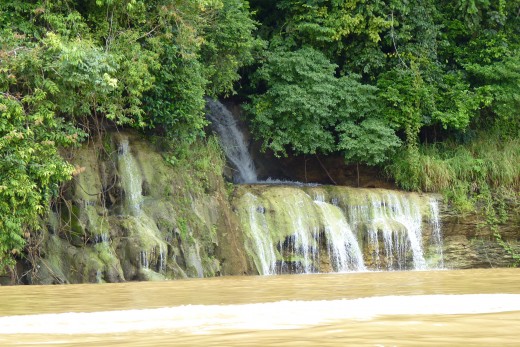 A waterfall along the river.