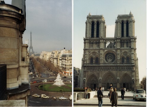 Fantastic view from the apartment where I was an Au pair and a familiar view of Notre Dame cathedral.