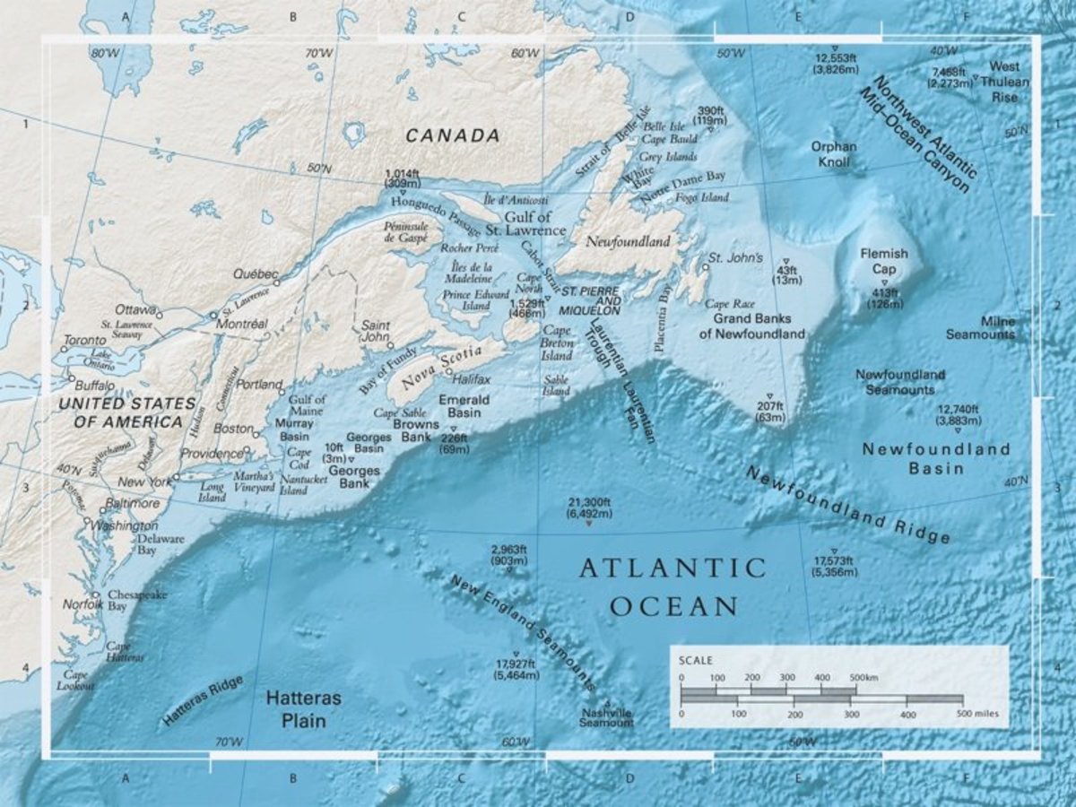 Grand Banks Atlantic Ocean Map 