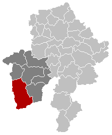 Map location of Couvin, in Namur province, Belgium