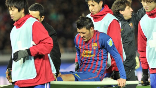 Villa after breaking his leg.